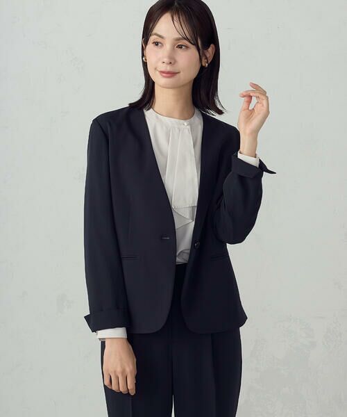 COMME CA ISM / コムサイズム ノーカラージャケット | 【宮城舞さん着用】【セットアップ対応】ポリエステルツイル ノーカラージャケット | 詳細19