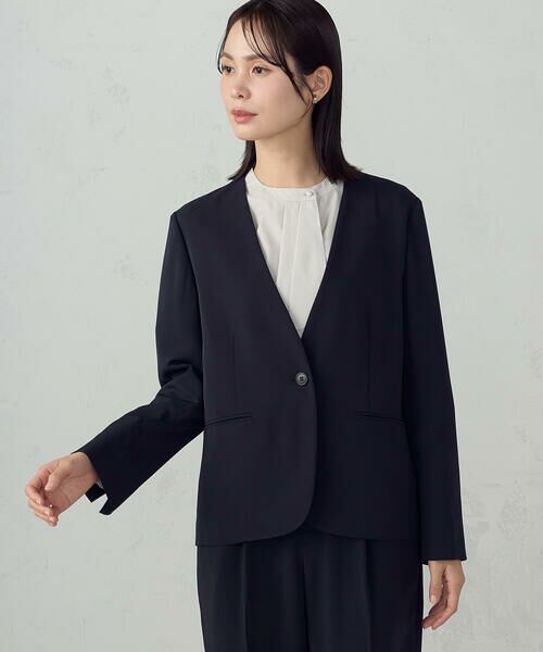 COMME CA ISM / コムサイズム ノーカラージャケット | 【宮城舞さん着用】【セットアップ対応】ポリエステルツイル ノーカラージャケット | 詳細20