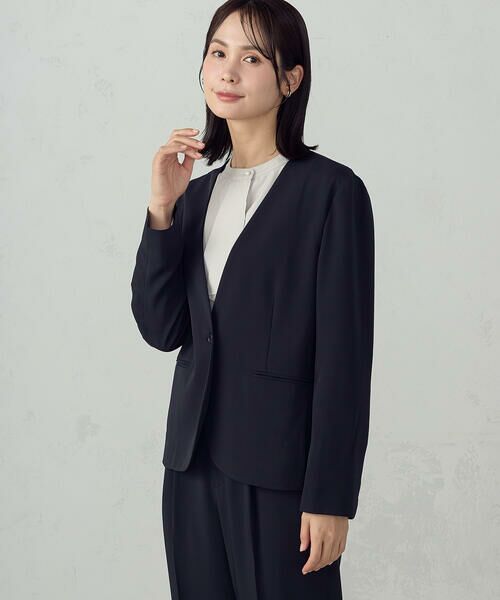 COMME CA ISM / コムサイズム ノーカラージャケット | 【宮城舞さん着用】【セットアップ対応】ポリエステルツイル ノーカラージャケット | 詳細21