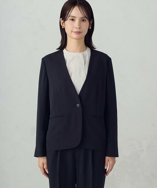 COMME CA ISM / コムサイズム ノーカラージャケット | 【宮城舞さん着用】【セットアップ対応】ポリエステルツイル ノーカラージャケット | 詳細23