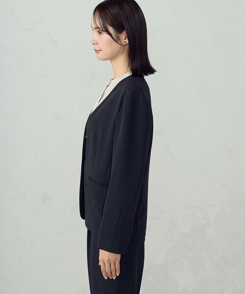 COMME CA ISM / コムサイズム ノーカラージャケット | 【宮城舞さん着用】【セットアップ対応】ポリエステルツイル ノーカラージャケット | 詳細24