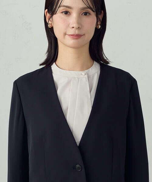 COMME CA ISM / コムサイズム ノーカラージャケット | 【宮城舞さん着用】【セットアップ対応】ポリエステルツイル ノーカラージャケット | 詳細26