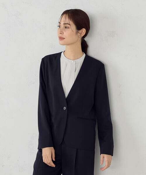 COMME CA ISM / コムサイズム ノーカラージャケット | 【セットアップ対応】ポリエステルツイル ノーカラージャケット | 詳細4