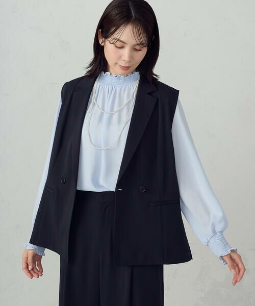 COMME CA ISM / コムサイズム ベスト | 【セットアップ対応】ポリエステルツイル テーラードジレ | 詳細14