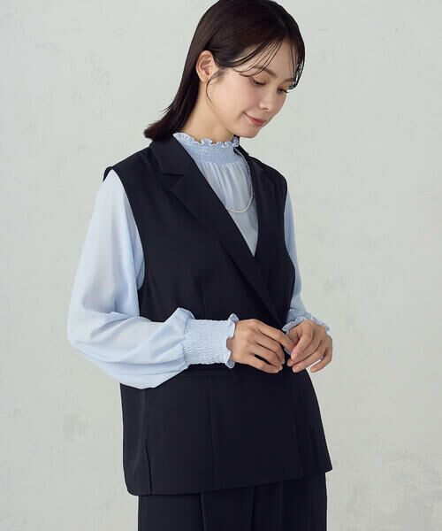 COMME CA ISM / コムサイズム ベスト | 【セットアップ対応】ポリエステルツイル テーラードジレ | 詳細17