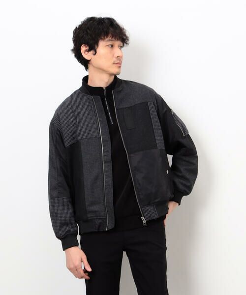 COMME CA ISM / コムサイズム ブルゾン | パッチワーク ツイード MA-1ブルゾン | 詳細4
