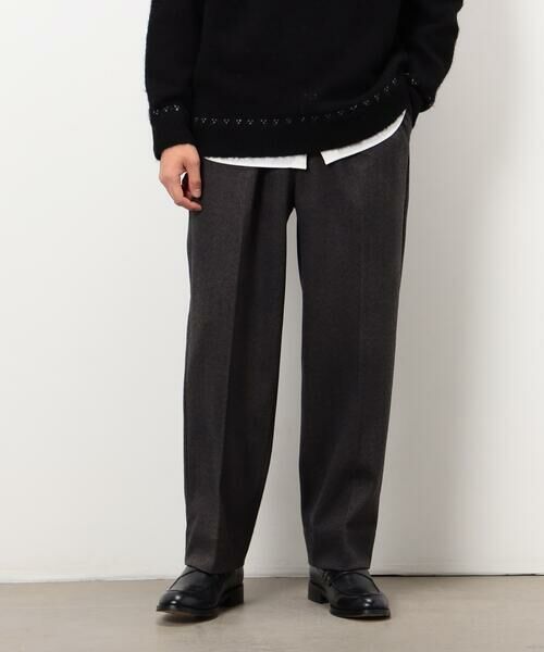 COMME CA ISM / コムサイズム その他パンツ | 【セットアップ対応】ジャージー ツイード リラックス ワイドパンツ(チャコール)