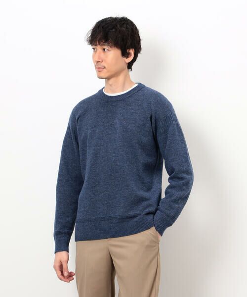 COMME CA ISM / コムサイズム ニット・セーター | エアリーメランジ ガンジーデザインニット(ネイビー)