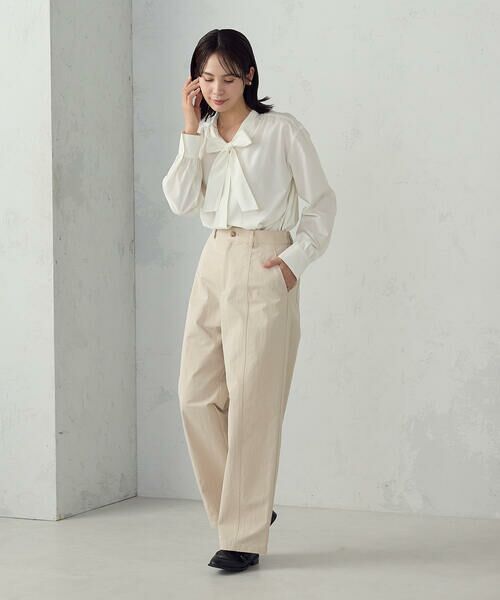 COMME CA ISM / コムサイズム シャツ・ブラウス | ポリエステルコットンブロード ボウタイブラウス | 詳細1