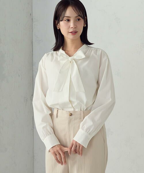 COMME CA ISM / コムサイズム シャツ・ブラウス | ポリエステルコットンブロード ボウタイブラウス | 詳細5