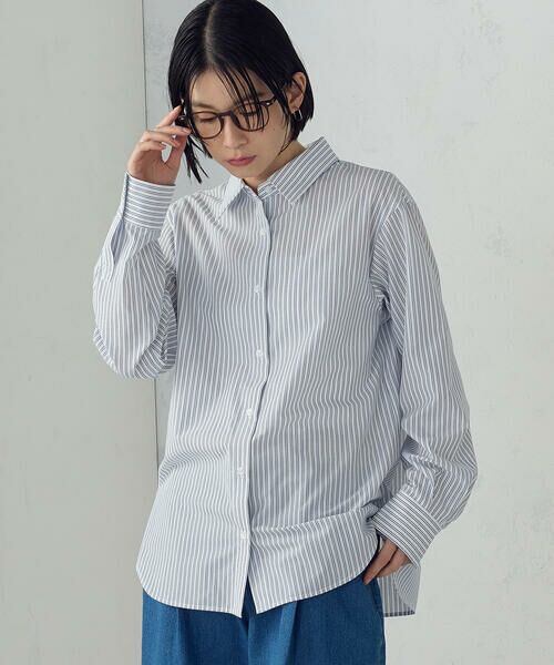 COMME CA ISM / コムサイズム シャツ・ブラウス | ストライプシャツ（ブルー）