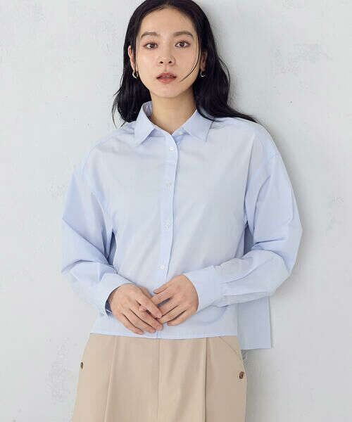 COMME CA ISM / コムサイズム シャツ・ブラウス | 【宮城舞さん着用】ボックスシルエットクロップドシャツ(サックス)