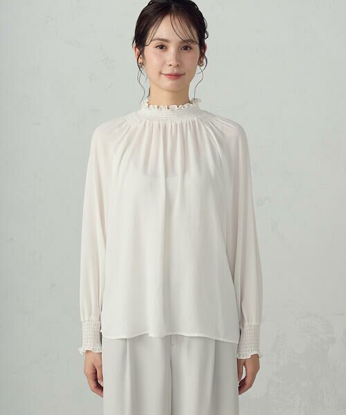 COMME CA ISM / コムサイズム シャツ・ブラウス | ポリエステルジョーゼット シャーリングブラウス | 詳細6