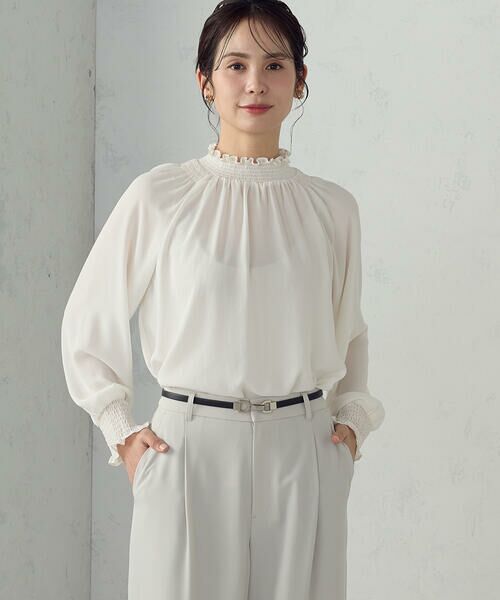 COMME CA ISM / コムサイズム シャツ・ブラウス | ポリエステルジョーゼット シャーリングブラウス | 詳細4