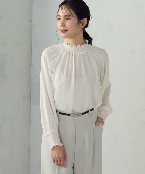 COMME CA ISM / コムサイズム シャツ・ブラウス | ポリエステルジョーゼット シャーリングブラウス | 詳細5