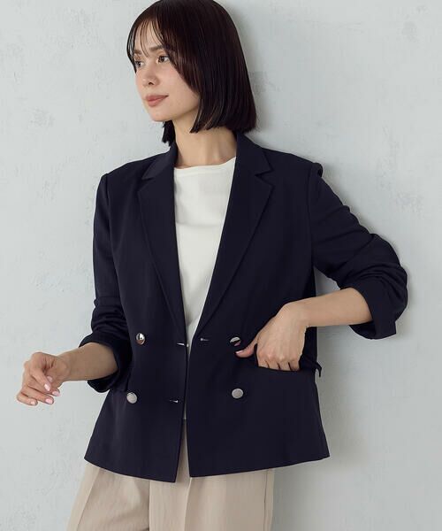 COMME CA ISM / コムサイズム テーラードジャケット | 鹿の子ダブル ブレストテーラードジャケット（ネイビー）