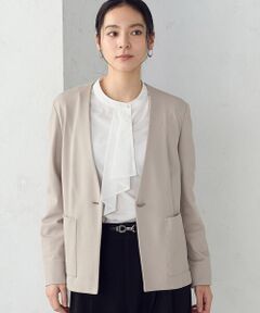 COMME CA ISM / コムサイズム ノーカラージャケット | 鹿の子シングル ブレストカラーレスジャケット