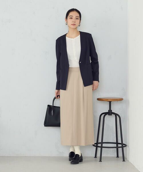 COMME CA ISM / コムサイズム ノーカラージャケット | 鹿の子シングル ブレストカラーレスジャケット | 詳細1