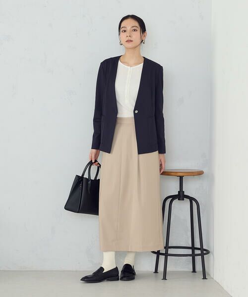 COMME CA ISM / コムサイズム ノーカラージャケット | 鹿の子シングル ブレストカラーレスジャケット | 詳細2