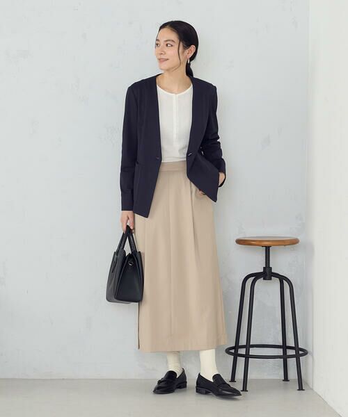 COMME CA ISM / コムサイズム ノーカラージャケット | 鹿の子シングル ブレストカラーレスジャケット | 詳細3