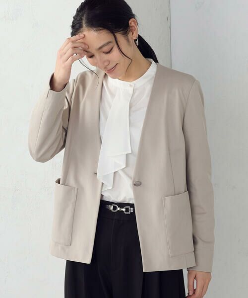 COMME CA ISM / コムサイズム ノーカラージャケット | 鹿の子シングル ブレストカラーレスジャケット | 詳細8