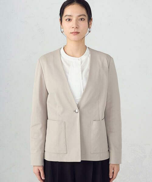 COMME CA ISM / コムサイズム ノーカラージャケット | 鹿の子シングル ブレストカラーレスジャケット | 詳細10