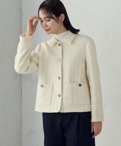 COMME CA ISM / コムサイズム その他アウター | ファンシーツイード ステンカラーショートジャケット