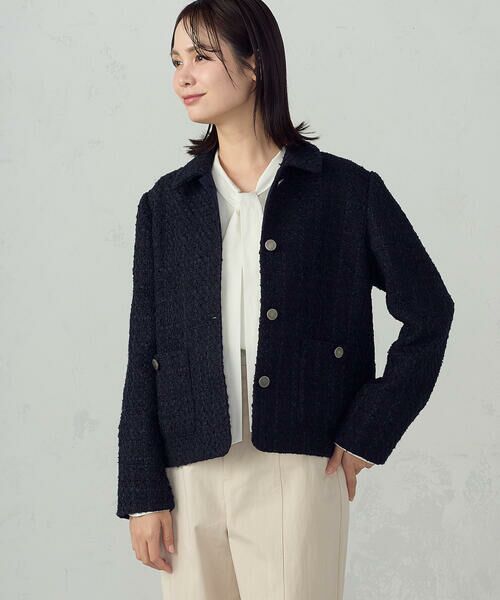 COMME CA ISM / コムサイズム その他アウター | ファンシーツイード ステンカラーショートジャケット | 詳細18