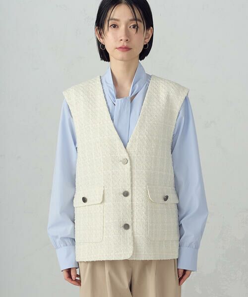 COMME CA ISM / コムサイズム ベスト | ファンシーツイード ジレ | 詳細7