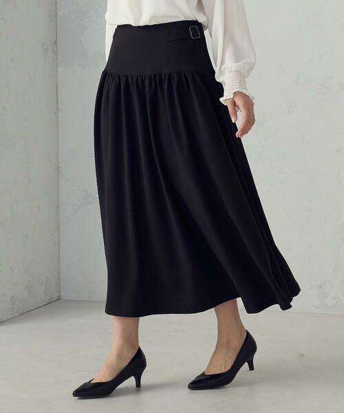 COMME CA ISM / コムサイズム ロング・マキシ丈スカート | ギャザースカート / セットアップ対応（ブラック）
