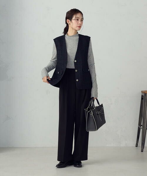 COMME CA ISM / コムサイズム その他パンツ | ストレッチツイル 2タックワイドパンツ / セットアップ対応 | 詳細1