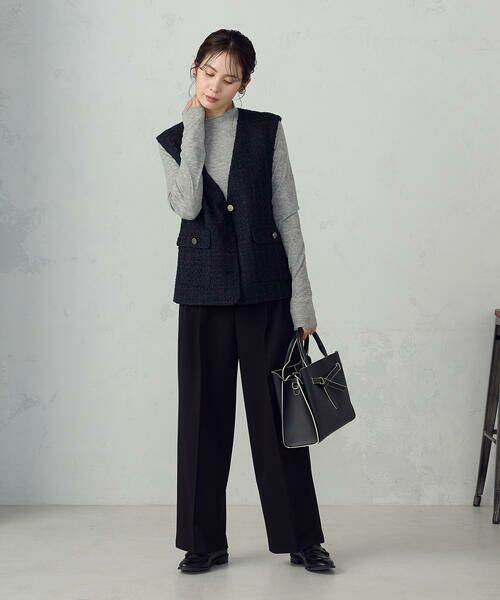 COMME CA ISM / コムサイズム その他パンツ | ストレッチツイル 2タックワイドパンツ / セットアップ対応 | 詳細2