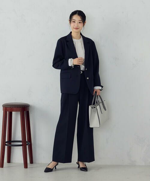 COMME CA ISM / コムサイズム その他パンツ | ストレッチツイル 2タックワイドパンツ / セットアップ対応 | 詳細8