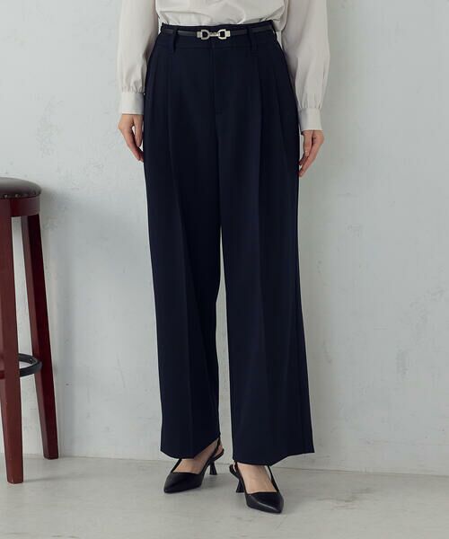 COMME CA ISM / コムサイズム その他パンツ | ストレッチツイル 2タックワイドパンツ / セットアップ対応 | 詳細9