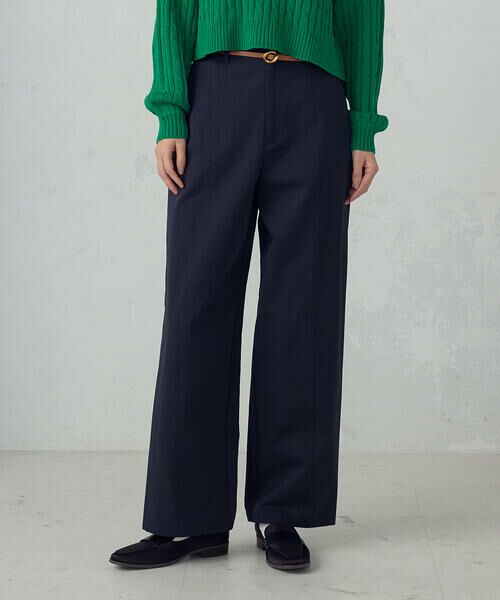 COMME CA ISM / コムサイズム その他パンツ | コットンナイロンツイル ワイドテーパードチノパンツ(ネイビー)