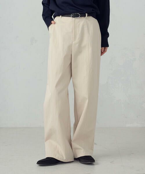 COMME CA ISM / コムサイズム その他パンツ | コットンナイロンツイル ワイドテーパードチノパンツ(ベージュ)