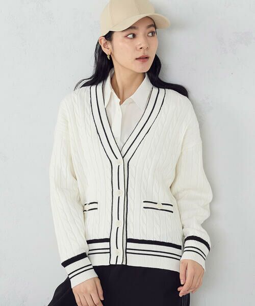 COMME CA ISM / コムサイズム カーディガン・ボレロ | チルデン オーバーサイズカーディガン(オフホワイト)