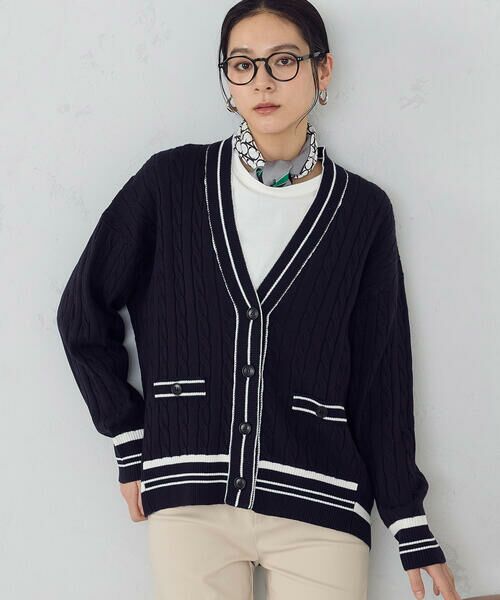 COMME CA ISM / コムサイズム カーディガン・ボレロ | チルデン オーバーサイズカーディガン(ネイビー)