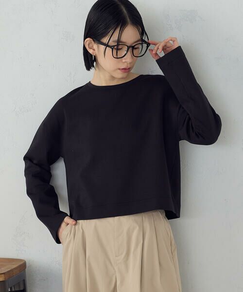 COMME CA ISM / コムサイズム カットソー | クロップド丈 ロンT(ブラック)