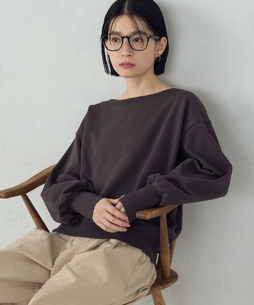 COMME CA ISM / コムサイズム カットソー | 2wayオフショル裏毛カットソー（チャコール）