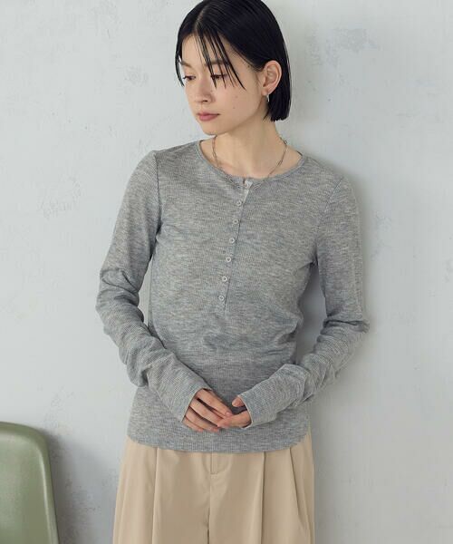 COMME CA ISM / コムサイズム カットソー | シアーテレコ ヘンリーネックカットソー（グレー）