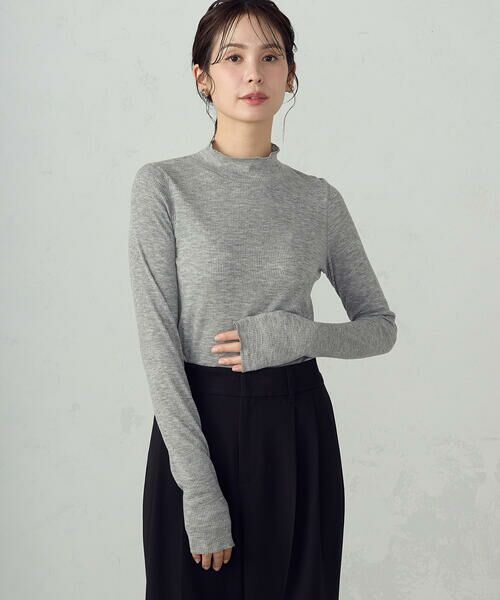 COMME CA ISM / コムサイズム カットソー | シアー テレコ ハイネックカットソー（グレー）