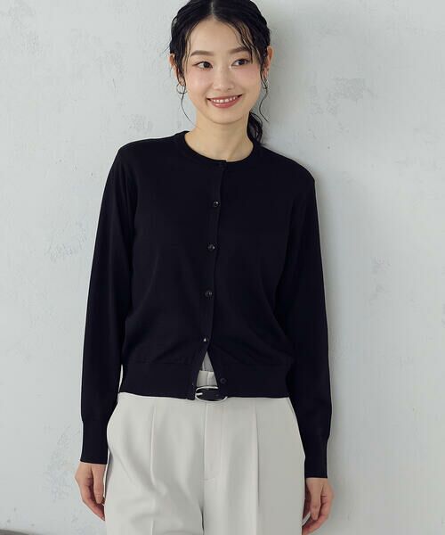 COMME CA ISM / コムサイズム カーディガン・ボレロ | 【UVカット・ウォッシャブル】ベーシック クルーネックカーディガン（ブラック）
