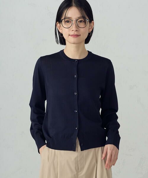 COMME CA ISM / コムサイズム カーディガン・ボレロ | 【UVカット・ウォッシャブル】ベーシック クルーネックカーディガン（ネイビー）