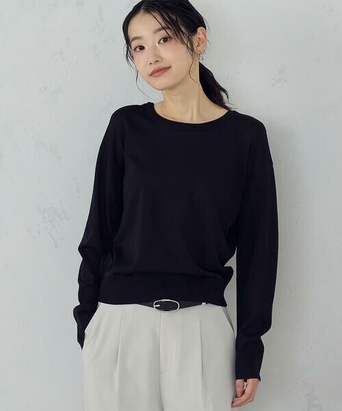 COMME CA ISM / コムサイズム ニット・セーター | 【UVカット・ウォッシャブル】ベーシック 2WAYネックニット（ブラック）