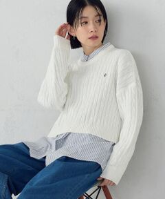 COMME CA ISM / コムサイズム ニット・セーター | ワンポイント刺繍ケーブルニット
