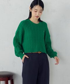 COMME CA ISM / コムサイズム ニット・セーター | ワンポイント刺繍ケーブルニット