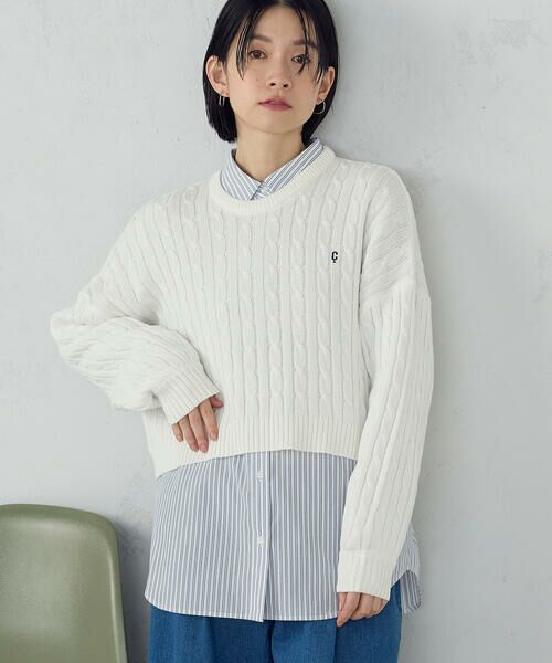 COMME CA ISM / コムサイズム ニット・セーター | ワンポイント刺繍ケーブルニット | 詳細4