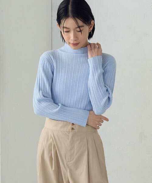 COMME CA ISM / コムサイズム ニット・セーター | ベーシック ランダムリブニット（ブルー）