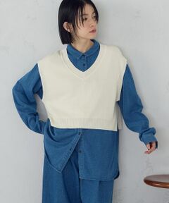 COMME CA ISM / コムサイズム ベスト | Vネックニットベスト
